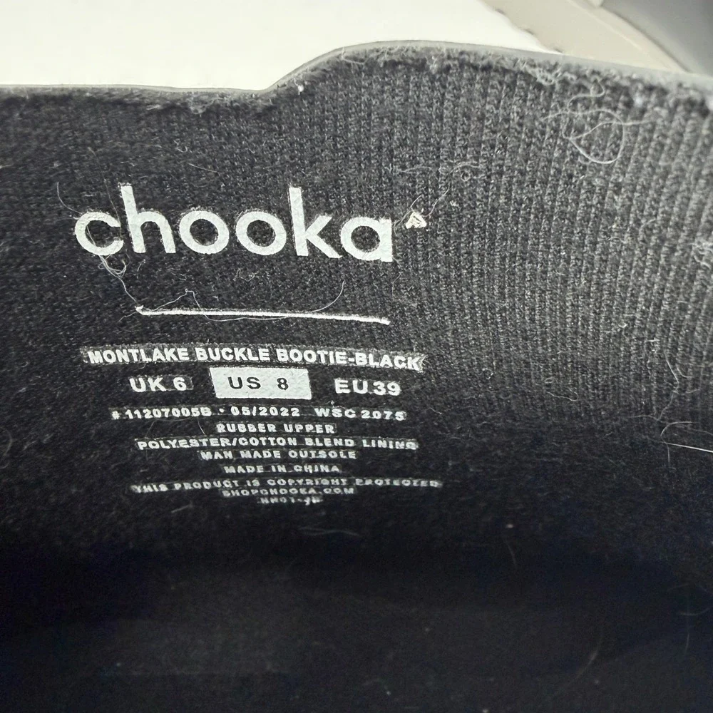Chooka Montlake Buckle Bootie Womens 8 Black Excellent Waterproof Rain Boots